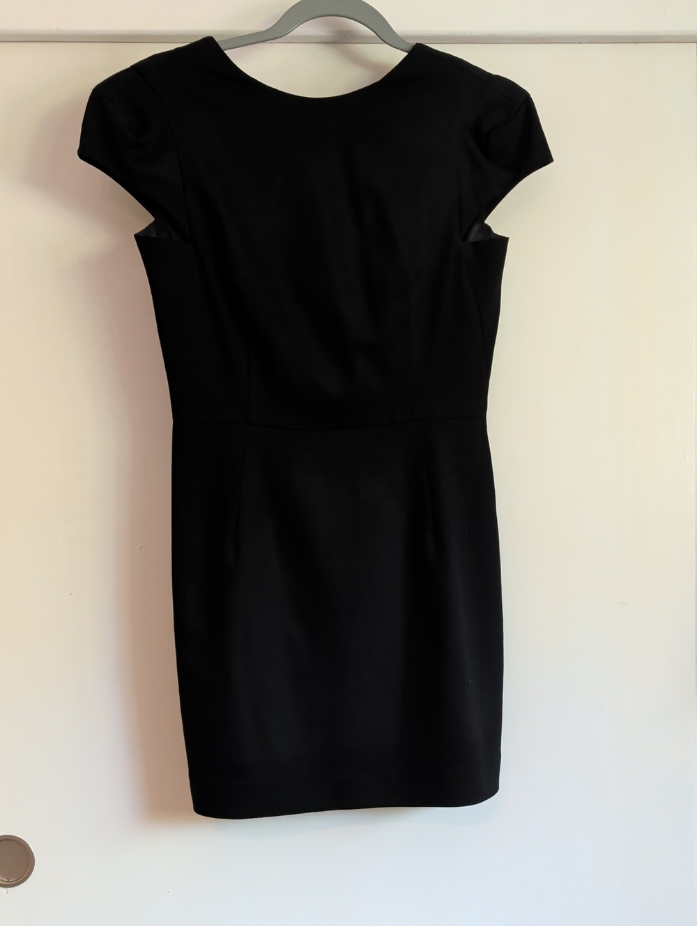 Helmut Lang Wool Black Tailored Sheath Cap-Sleeve Dress